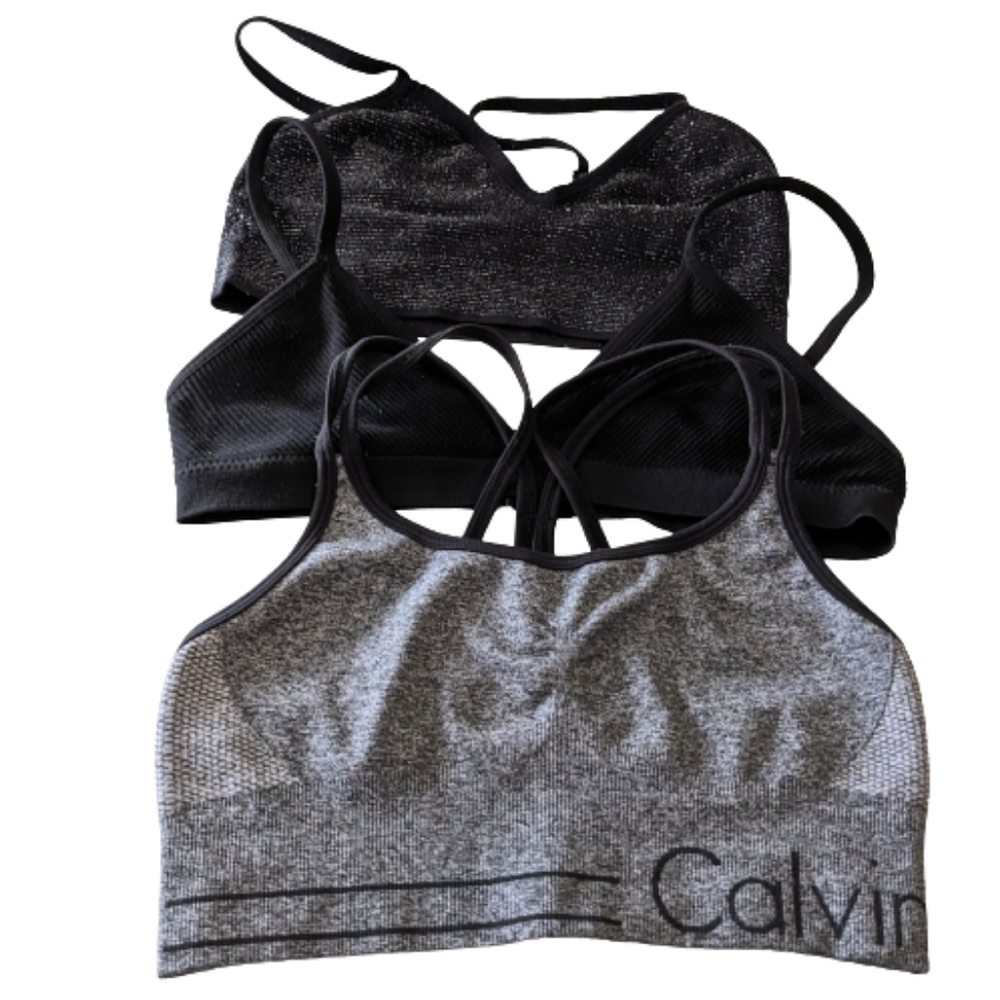 Bra Bundle Of 3 Black Metallic Bralette Black Bra Gray Sports Bra